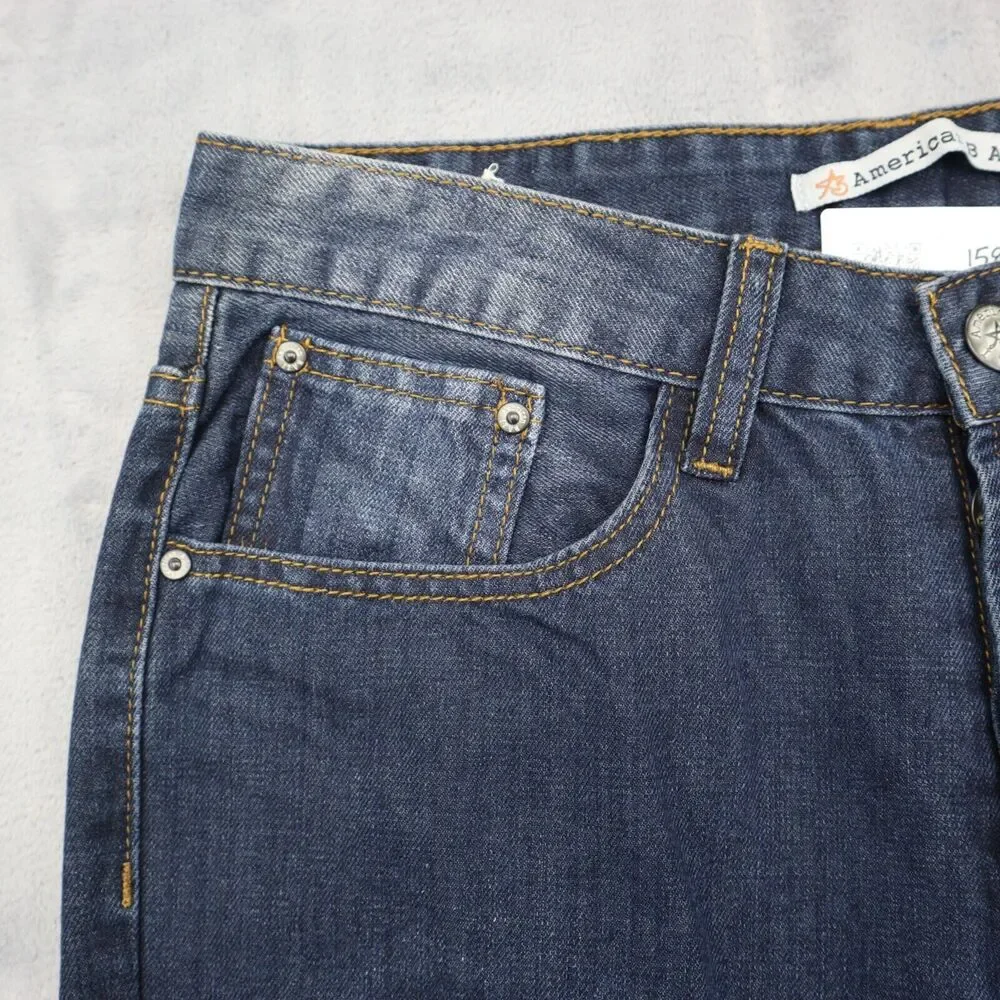 American Bazi Pants Womens 5 Blue Denim Straight Distressed High Rise Long Pants